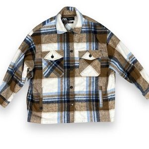 Zara Plaid Jacket - Brown and Blue
